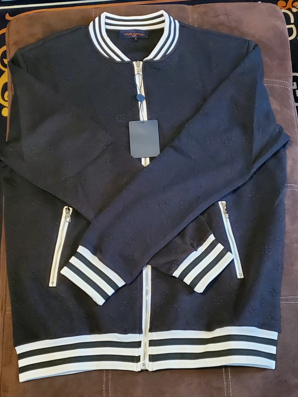 Louis Vuitton Black And White Stripped Embossed Monogram Suit